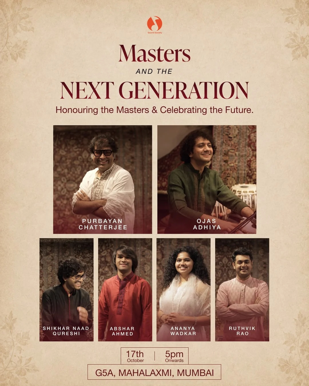 Masters and the Next Generation poster, Sound Society at G5A Mumbai